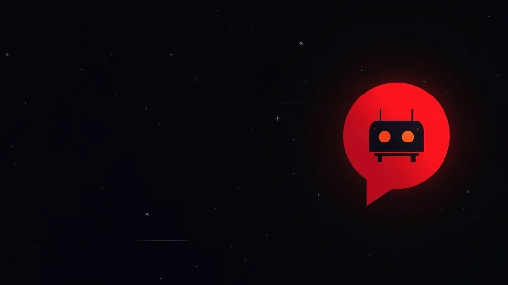 AI chatbot ikona sa crvenim porukom mehurcem na tamnoj pozadini za web dizajn