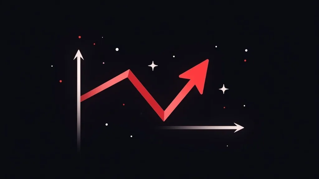 Grafik rastućeg trenda sa crvenom strelicom koja pokazuje povećanje konverzije i optimizacije prodaje