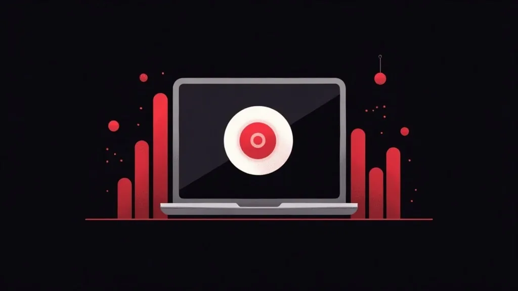 Laptop sa crvenim targetom i graficima - personalizovana AI optimizacija web dizajna za poslovanje
