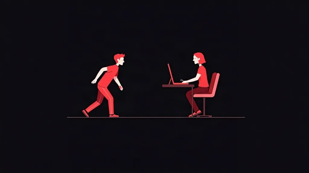 Poređenje freelancera i agencije - muški freelancer trči prema ženi koja radi na laptopu za stolom