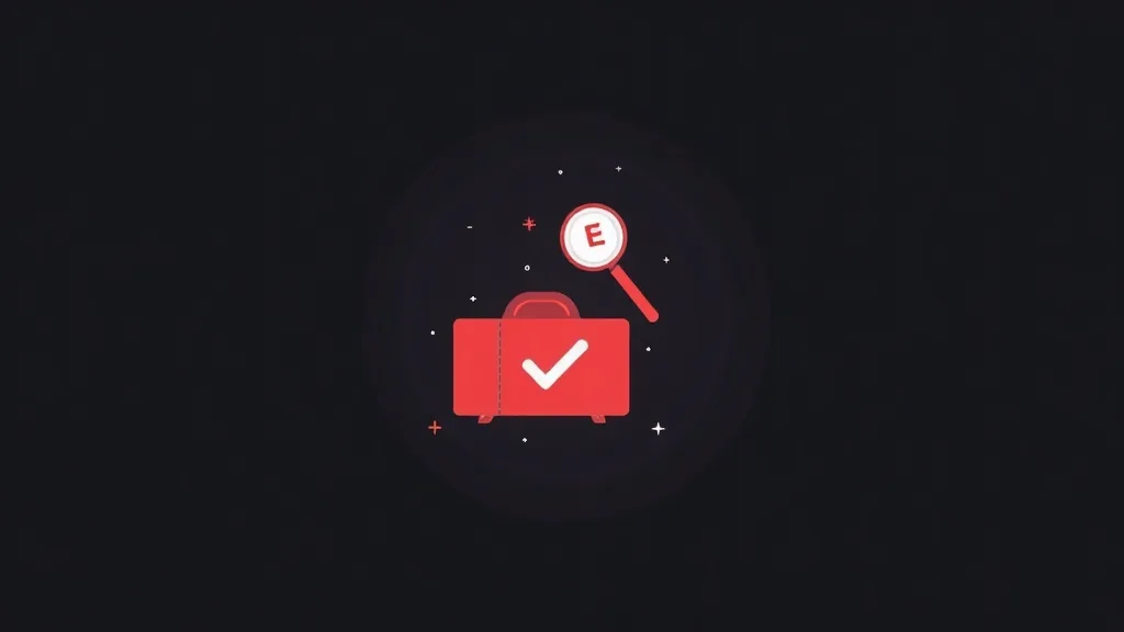 Crvena koferi sa checkmarkom i lupa sa E simbolom ilustrujući optimizaciju konverzije sajta