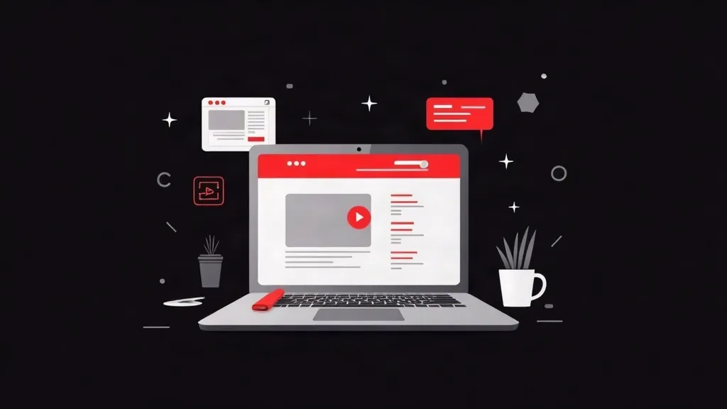 Laptop sa video sadržajem i web stranicama, ilustracija DIY website buildera za pokretanje onlajn biznisa