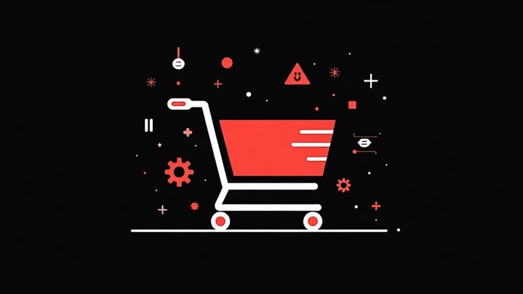 Dizajn e-commerce proizvoda sa shoping korpom i ikonama za optimizaciju konverzije