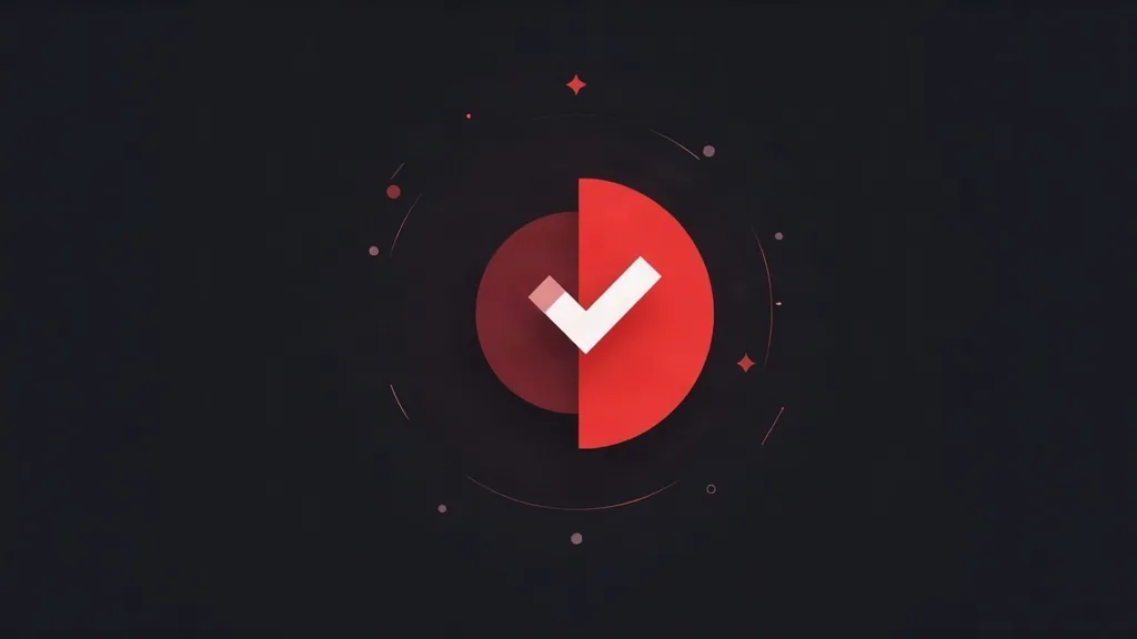 Crveni kružni checkmark simbol za uspešnu konverziju i optimizaciju sajta