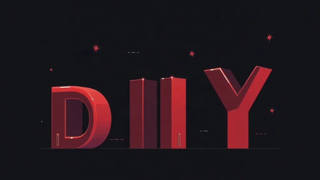 3D neon prikaz reči DIY na crnoj pozadini za blog o troškovima pravljenja web sajta