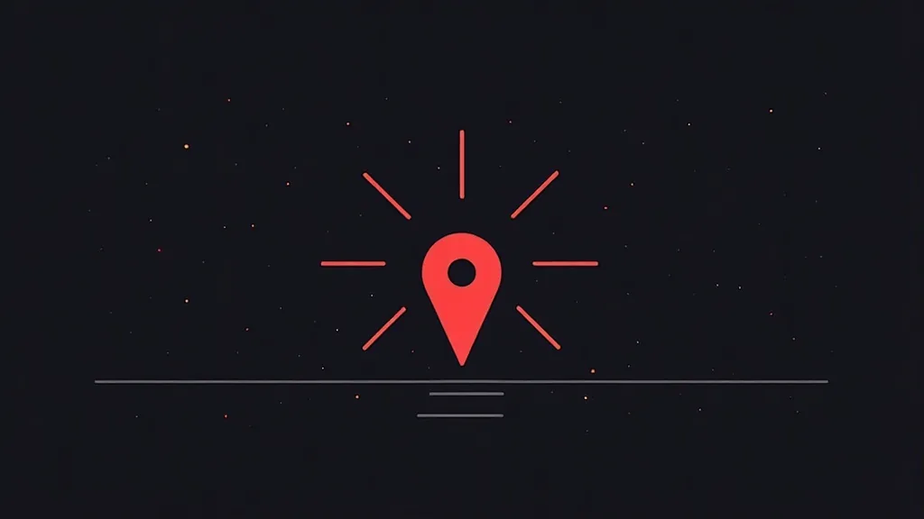 Crvena lokacijska ikona sa zracima na tamnoj pozadini - lokalna SEO optimizacija