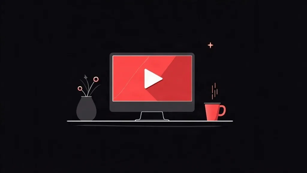 Monitor sa YouTube play dugmetom na radnom stolu - ilustracija video sadržaja za male uslužne biznise