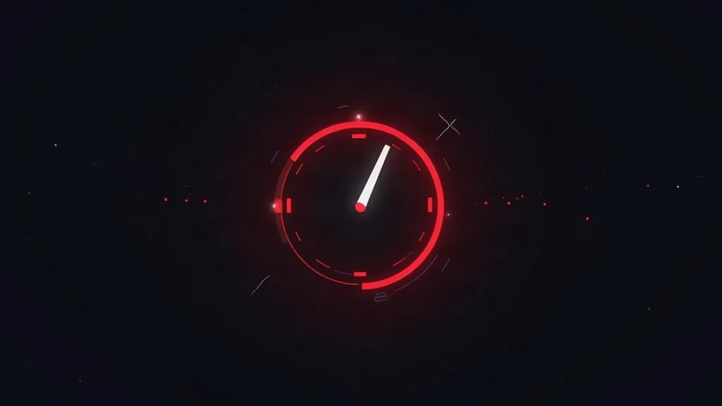 Crveni neonski sat koji simbolizuje brzinu učitavanja vebsajta i optimizaciju performansi